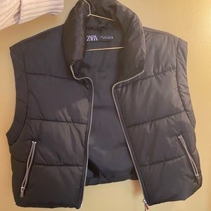 Zara crop puffer jacket vest